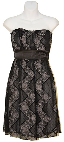 #t4947. Strapless Zig-Zag Party Dress.