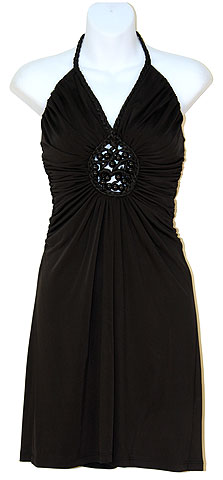 Halter Neck Party Dress with Front Keyhole. t4959.