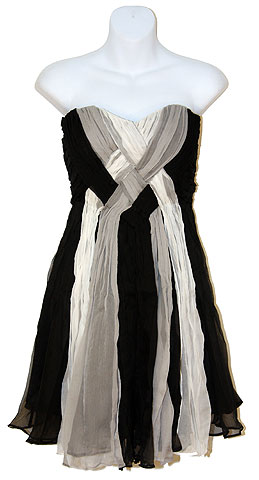 New Dresses item tc3362. Basket Weave Front Silk Strapless Party Dress.