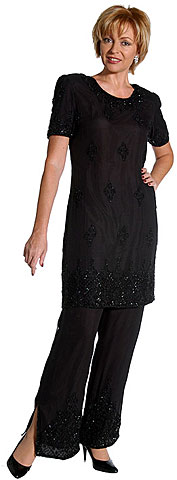 #tp05. Handbeaded 2 pc Short Sleeve Pant Dress.