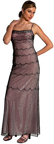 Metallic Poly Net Beaded Formal Dress. wlc2045.