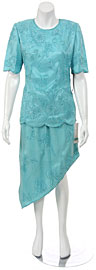 Short Sleeved 2-PcTea Length Formal Dress