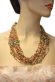 Multi Colored Multi Strand Costume Necklace. 06-nk-101.