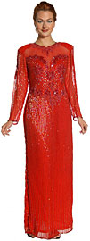 See Thru Bodice and Long Sleeved Beaded Dress
