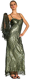 Two Piece Sequined and Criss-Crossed Evening Dress
