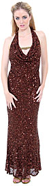 Halter Neck Low Back Sequined Formal Dress