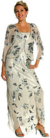 Mettalic Leafy Formal Mother of the Bride Dress with Jacket