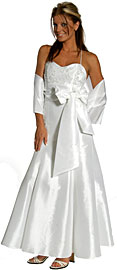 Embroidered Bodice & Front Bow Prom Dress