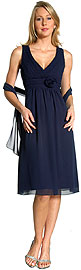 Knee Length Shirred Flower Party Dress