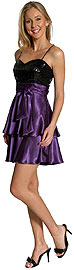 Sequined & Ribbon Bow Short Party Dress