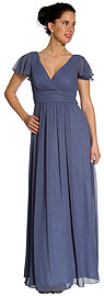 Cup Sleeved Pleated Bodice Formal Dress