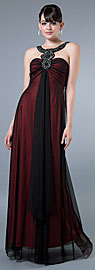 Full Length Formal Dress with Embellished Neck Accents