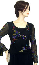 #1271. Long Sleeved Beaded Formal Blouse.