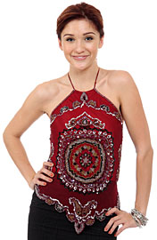 Halter Neck Sequin Beaded Top