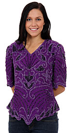 Rain and Flares Hand Beaded/Sequined Blouse. 1278.
