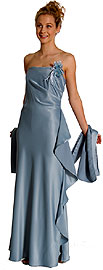 Bridesmaid Dresses item 13369. Shirred Formal Evening Dress with Corsage.