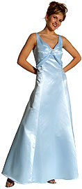 Homecoming Dresses item 13602. Brooch Applique Formal Prom Dress. Dress has brooch applique on bodice; V shape neckline with thick shoulder straps.