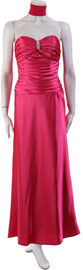 Shirred Strapless Full Length Evening Dress
