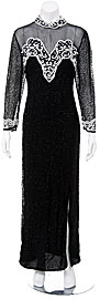 See Thru Bodice and Beads Long Gown