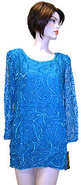 #2926. Sequin Silk Chiffon Blouse.