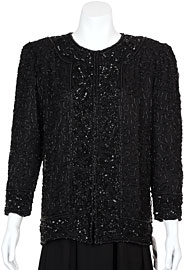 Asymmetric Hand Beaded Jacket with Floral Border