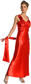 Bridesmaid Dresses item 36179. Floral Strapped Full Length Satin Formal Dress. Floral Strapped Full Length Satin Formal Dress. Detachable flower on the strap.