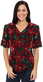 Holiday Spirit Hand Beaded/Sequined Blouse. 4342.