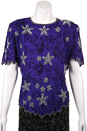 Short Sleeved Floral Beaded Blouse. 4356.
