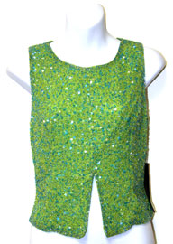 #4383. Sleevless Sequined Blouse with Knot Back.