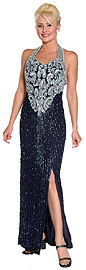Paisley Bead Halter Neck Formal Evening Gown 