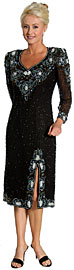 Tea Length Floral Beaded Formal Dress