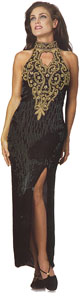 Halter Neck Design Beaded Formal Dress