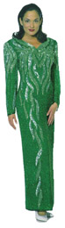 Running Beadwork Long Sleeved Formal Dress