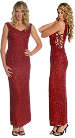 Side Holed V-Low Back Evening Gown