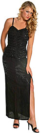 Thin Strapped Beaded Long Formal Dress