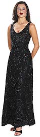 V-Neck All Beaded Full Length Dress