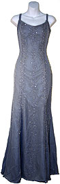 Flared Sequined Prom Dress with Spaghetti Straps