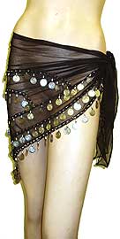 #bps-013-bs. Belly Dancer Beaded Hip Scarf (Black/Silver).