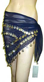Belly Dancer Beaded Hip Scarf (Navy/Silver)
