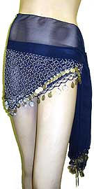 Belly Dancer Beaded Hip Scarf (Navy/Silver). bps-015-ns.