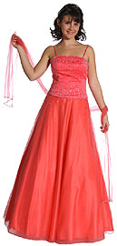 Watermelon A-Line Beaded Prom Dress