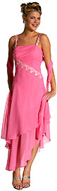 Floral Pink Asymmetric Layered Prom Dress