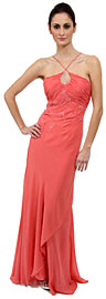 Keyhole Ruched Bust Beaded Formal  Prom Dress