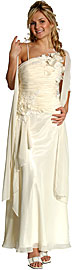 Asymmetric Top Floral and Sheered Formal Prom Dress