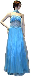 Prom Sample Sale item c27768. Strapless English Net Prom Dress. Strapless beaded prom dresses. English net waist is see thru. Beautiful beading on bust and waist accentuates the dress.
