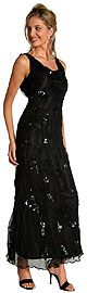Beaded Full Length Black Formal Dress