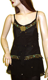 #kc51. Ruffled and Beaded Spaghetti Strapped Top.