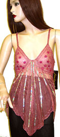 #kc74. Asymmetric Top with Flowers & Radiating Sequins.