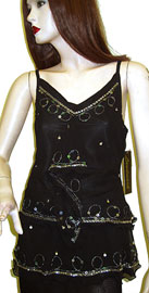 #kd52. Ruffled and Beaded Spaghetti Strapped Top.