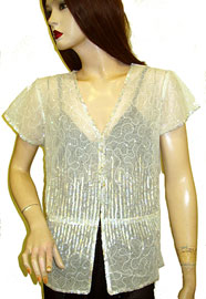 #kj78-1. Short Sleeved Sequined Net Cape.